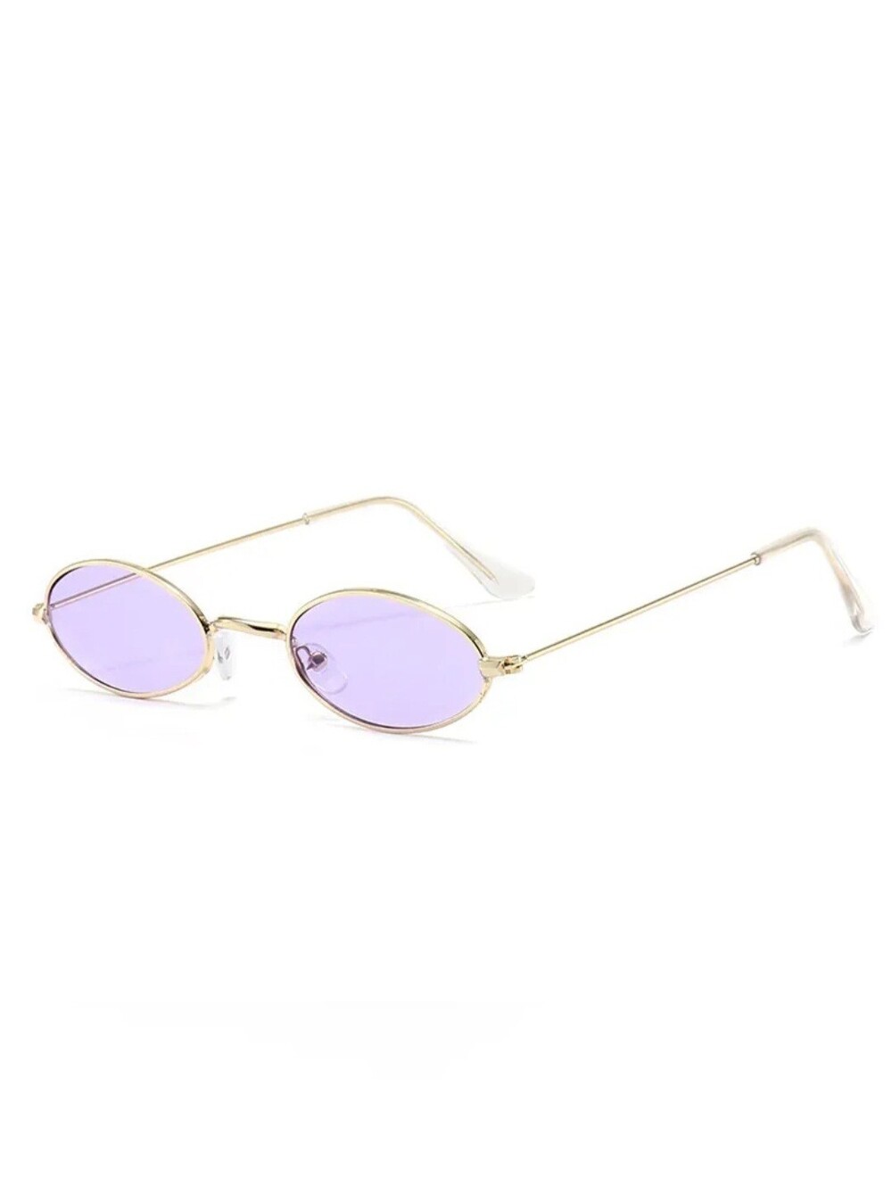 Gold Frame Oval Sunglasses with Lavender Lenses - Women Accessories